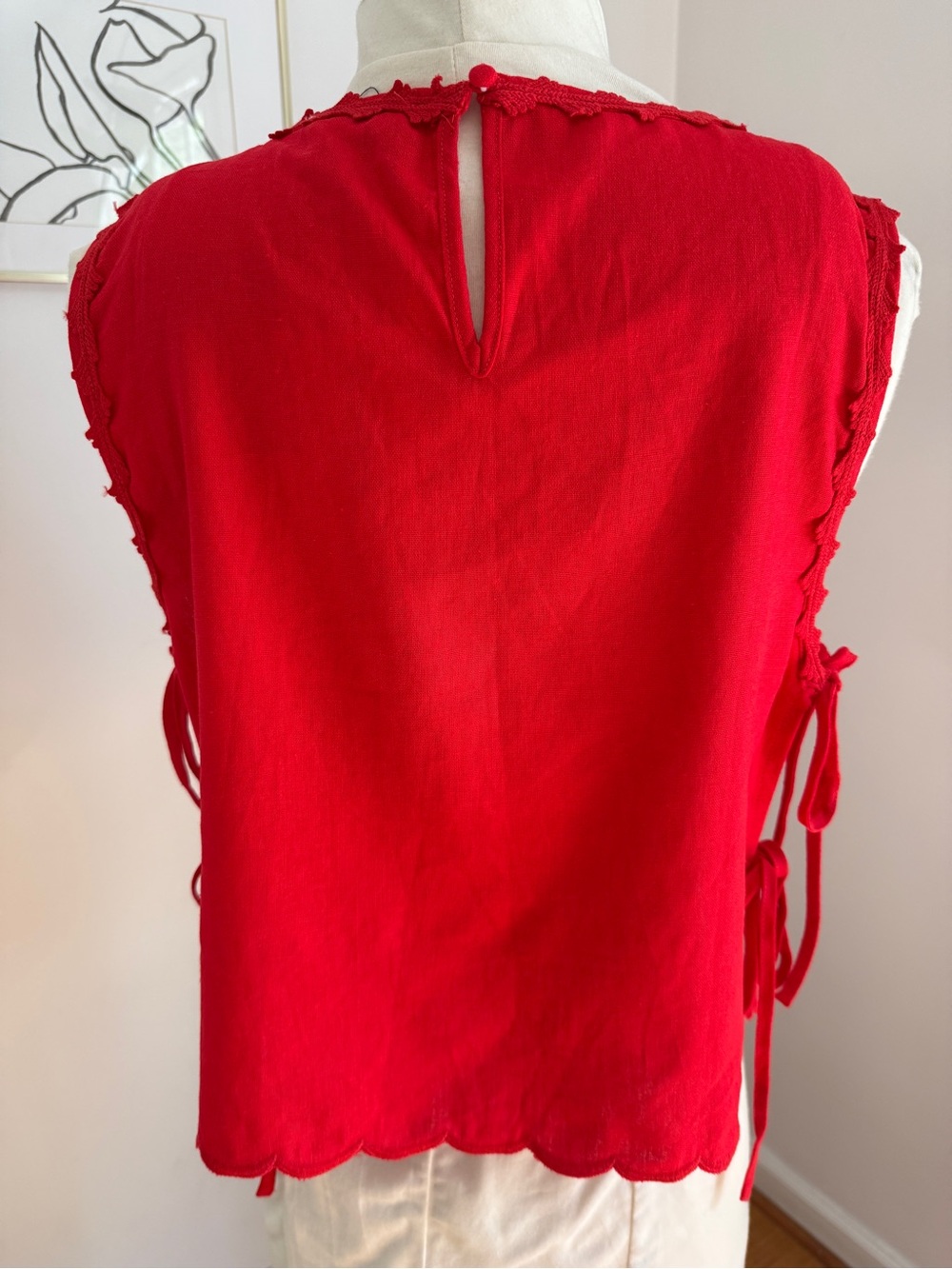Caroline Constas Red Embroidered Sleeveless Tank - Picture 6 of 8